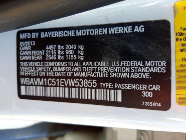 WBAVM1C51EVW53855 - 2014 BMW X1 SDRIVE28I WHITE photo 13