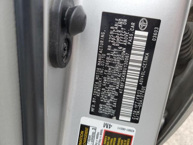 4T1BF3EK8BU130067 - 2011 TOYOTA CAMRY BASE SILVER photo 12
