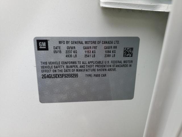 2G4GL5EX5F9268299 - 2015 BUICK REGAL 白色 照片 12