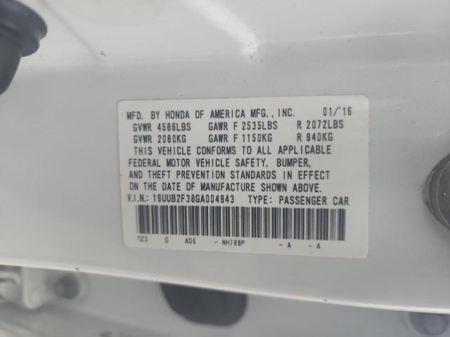 19UUB2F38GA004943 - 2016 ACURA TLX Weiß Foto 10