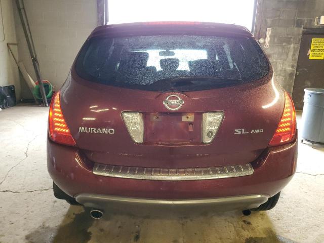 JN8AZ08W87W650211 - 2007 NISSAN MURANO SL BURGUNDY photo 6