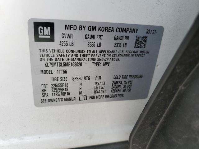 KL79MTSL5MB168020 - 2021 CHEVROLET TRAILBLAZE RS WHITE photo 13