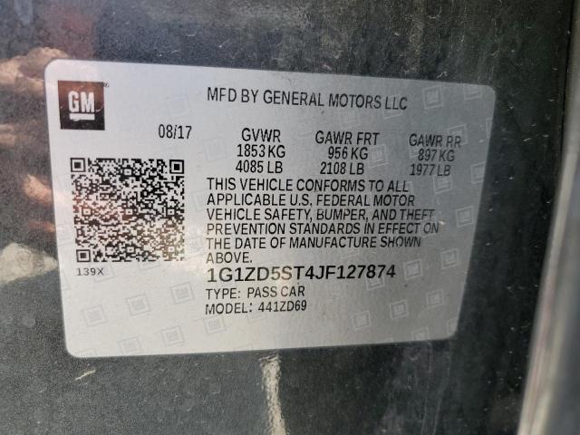 1G1ZD5ST4JF127874 - 2018 CHEVROLET MALIBU LT CHARCOAL photo 12