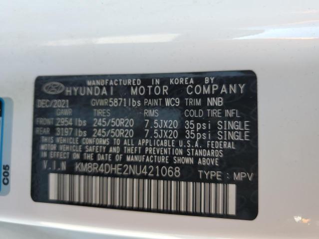 KM8R4DHE2NU421068 - 2022 HYUNDAI PALISADE SEL WHITE photo 13