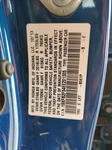 19XFB2F54EE201305 - 2014 HONDA CIVIC LX BLUE photo 12