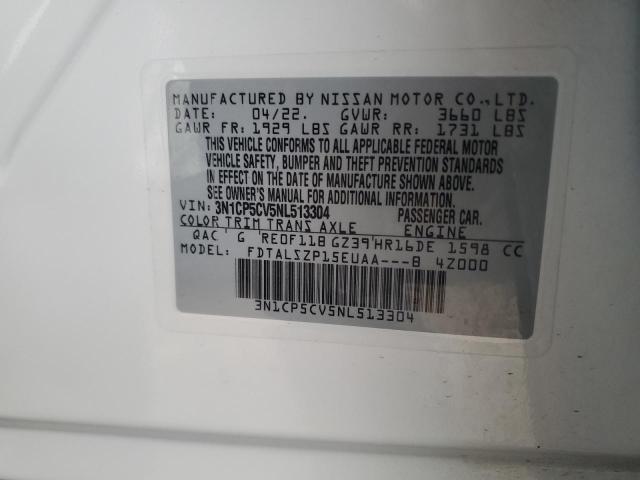 3N1CP5CV5NL513304 - 2022 NISSAN KICKS SV WHITE photo 13