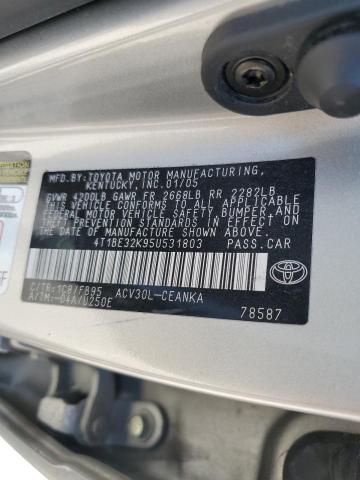 4T1BE32K95U531803 - 2005 TOYOTA CAMRY LE SILVER photo 12