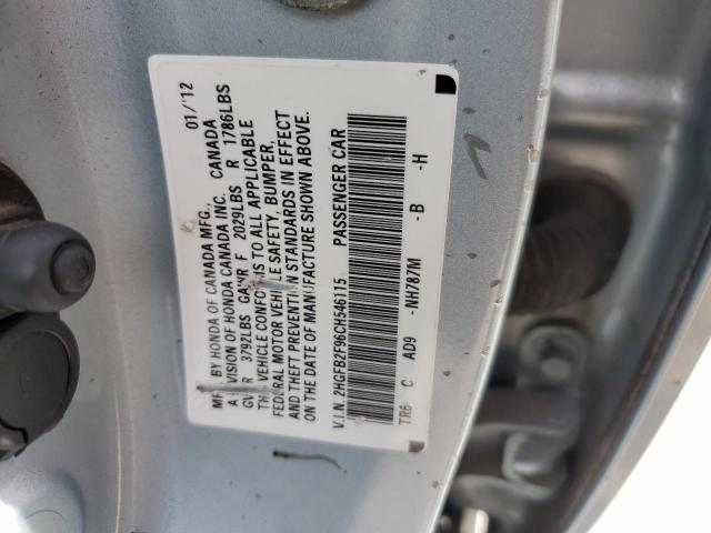 2HGFB2F96CH546115 - 2012 HONDA CIVIC EXL BLUE photo 12