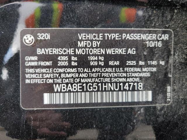 WBA8E1G51HNU14718 - 2017 BMW 320 I BLACK photo 12