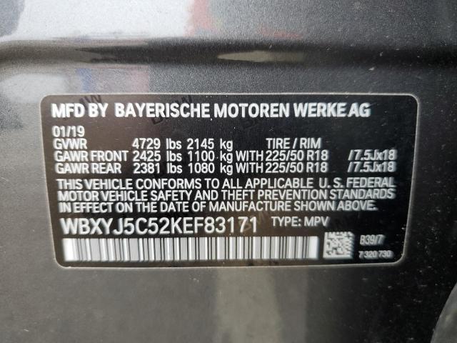 WBXYJ5C52KEF83171 - 2019 BMW X2 XDRIVE28I GRAY photo 13
