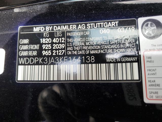 WDDPK3JA3KF164138 - 2019 MERCEDES-BENZ SLC 300 BLACK photo 12