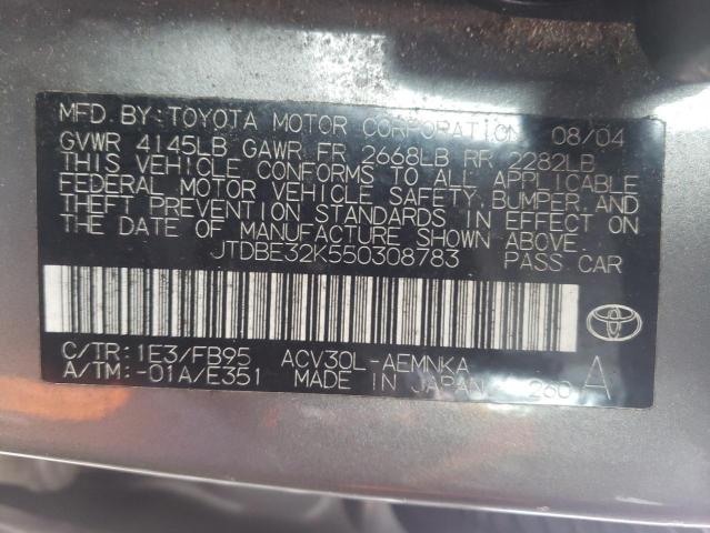 JTDBE32K550308783 - 2005 TOYOTA CAMRY LE GRAY photo 12