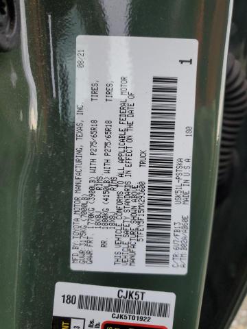 5TFEY5F15MX293600 - 2021 TOYOTA TUNDRA CREWMAX SR5 GREEN photo 12