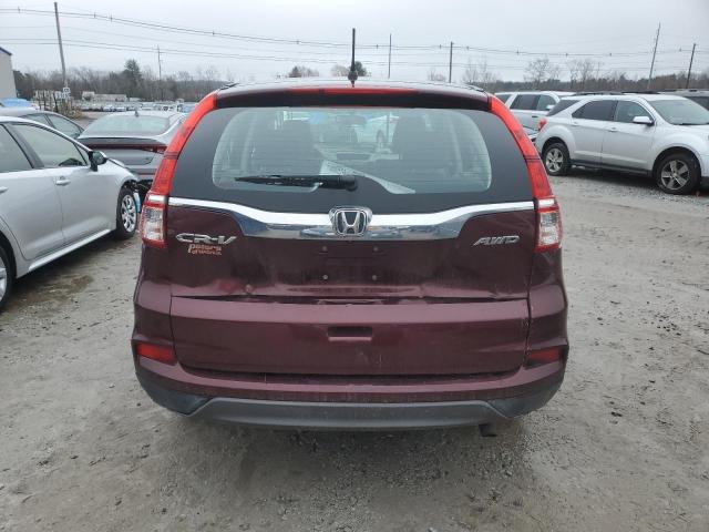 2HKRM4H37FH606795 - 2015 HONDA CR-V LX MAROON photo 6