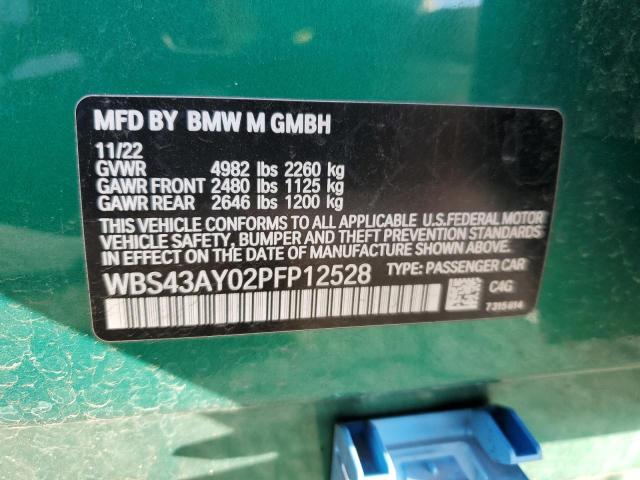 WBS43AY02PFP12528 - 2023 BMW M3 COMPETITION მწვანე ფოტო 13