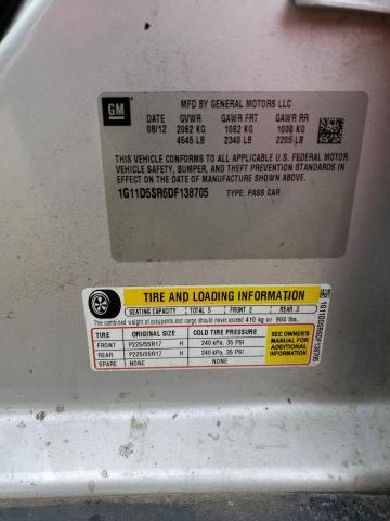 1G11D5SR6DF138705 - 2013 CHEVROLET MALIBU 1LT SILVER photo 12