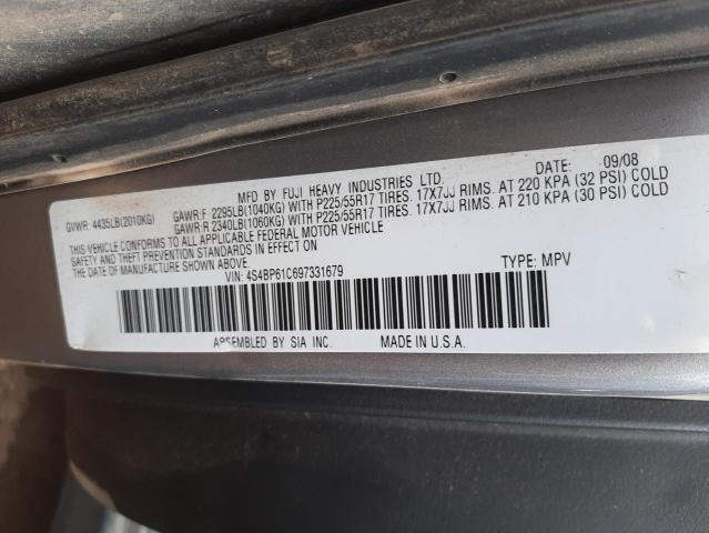 4S4BP61C697331679 - 2009 SUBARU OUTBACK 2.5I GRAY photo 12