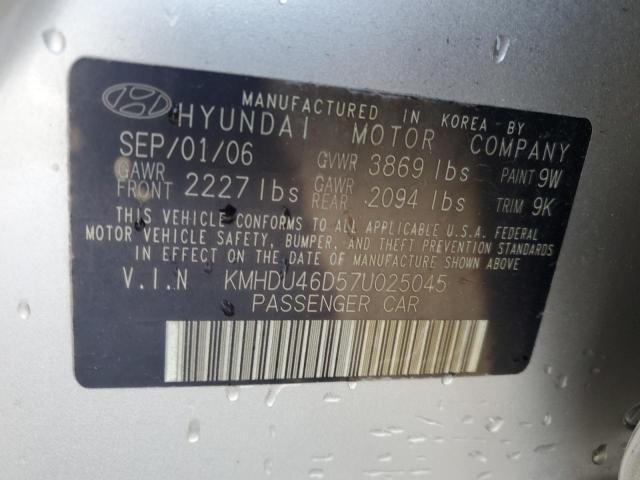 KMHDU46D57U025045 - 2007 HYUNDAI ELANTRA GLS SILVER photo 12