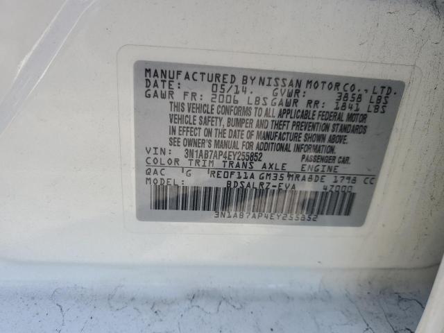 3N1AB7AP4EY255852 - 2014 NISSAN SENTRA S WHITE photo 12