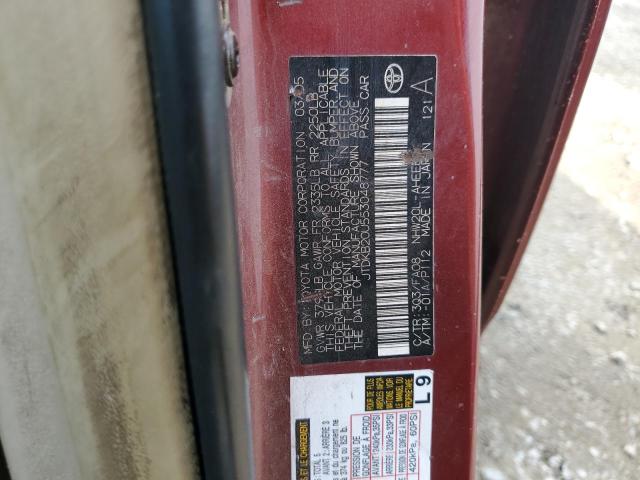 JTDKB20U553048777 - 2005 TOYOTA PRIUS RED photo 12