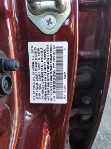 19XFB2F88EE056375 - 2014 HONDA CIVIC EX BURGUNDY photo 12