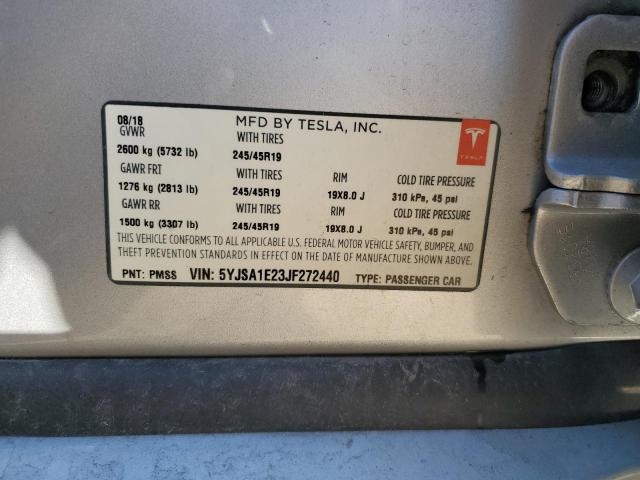 5YJSA1E23JF272440 - 2018 TESLA MODEL S Gümüş foto 13