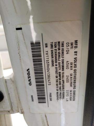 YV1TS59H041382473 - 2004 VOLVO S80 2.5T WHITE photo 13