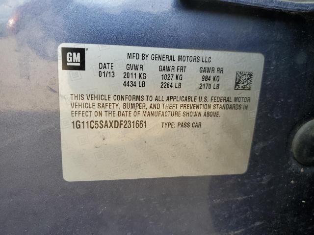 1G11C5SAXDF231661 - 2013 CHEVROLET MALIBU 1LT GRAY photo 12