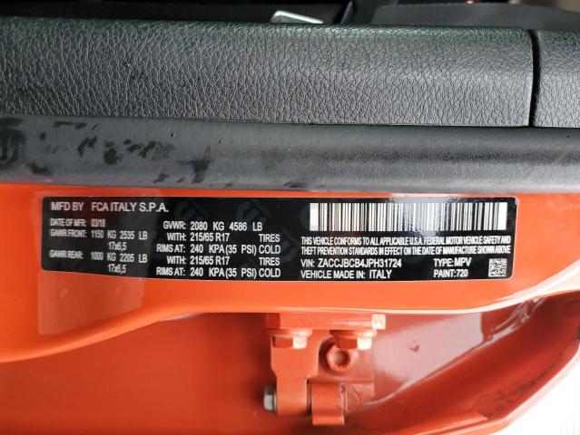 ZACCJBCB4JPH31724 - 2018 JEEP RENEGADE TRAILHAWK ORANGE photo 13