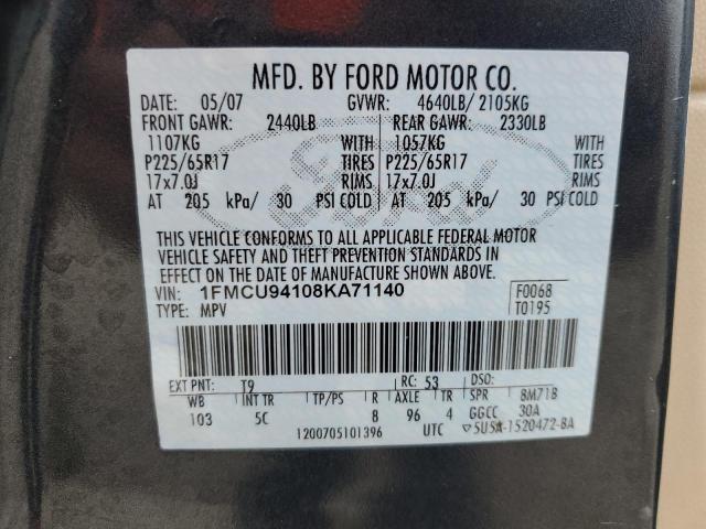 1FMCU94108KA71140 - 2008 FORD ESCAPE LIMITED GRAY photo 14