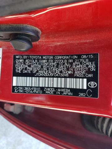 JTDKN3DU5F0473698 - 2015 TOYOTA PRIUS RED photo 12