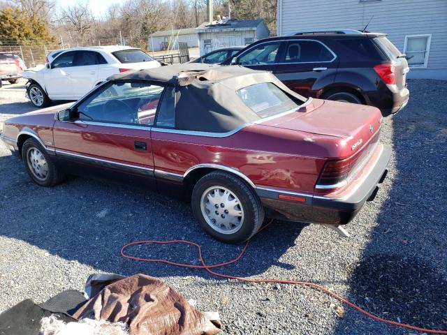 1C3XJ55E7JG430747 - 1988 CHRYSLER LEBARON PREMIUM MAROON photo 2