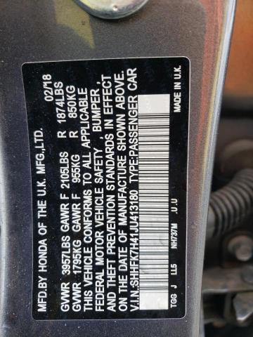 SHHFK7H41JU413180 - 2018 HONDA CIVIC SPORT 灰色 照片 12