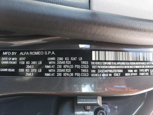 ZASFAKPN0J7B78964 - 2018 ALFA ROMEO STELVIO SPORT Grau Foto 13