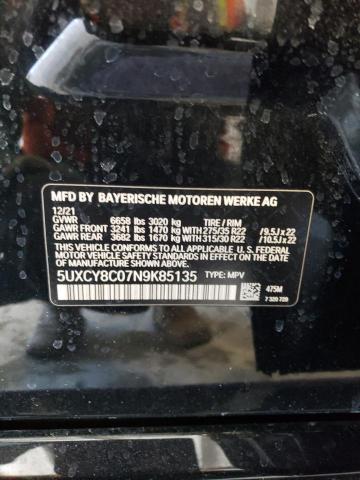 5UXCY8C07N9K85135 - 2022 BMW X6 M50I PURPLE photo 13