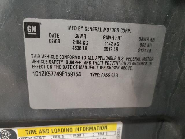 1G1ZK57749F159754 - 2009 CHEVROLET MALIBU LTZ 灰色 照片 12