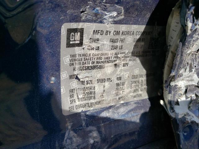 KL4CJCSM2KB954990 - 2019 BUICK ENCORE ESSENCE BLUE photo 13