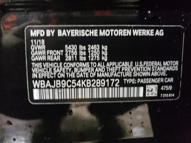 WBAJB9C54KB289172 - 2019 BMW M550XI BLACK photo 12