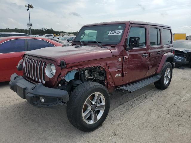 1C4HJXEN6MW718362 - 2021 JEEP WRANGLER U SAHARA BURGUNDY photo 1