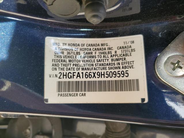 2HGFA166X9H509595 - 2009 HONDA CIVIC LX-S 蓝色 照片 13