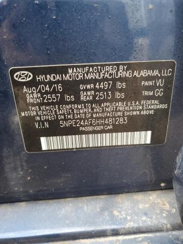 5NPE24AF6HH481283 - 2017 HYUNDAI SONATA SE BLUE photo 12