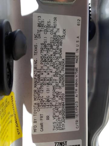 5TFJU4GN2DX047559 - 2013 TOYOTA TACOMA DOUBLE CAB PRERUNNER SILVER photo 12