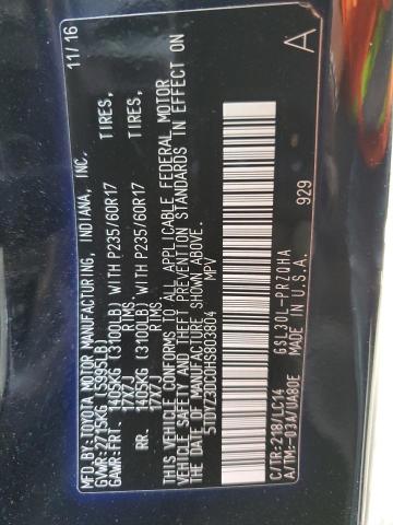 5TDYZ3DC0HS803804 - 2017 TOYOTA SIENNA XLE BLACK photo 14