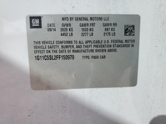 1G11C5SL2FF150979 - 2015 CHEVROLET MALIBU 1LT Ақ фото 12