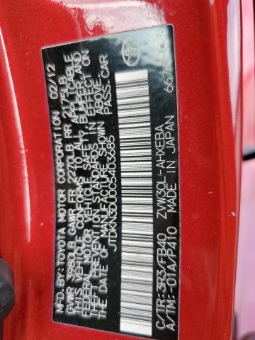 JTDKN3DU0C5403685 - 2012 TOYOTA PRIUS RED photo 12