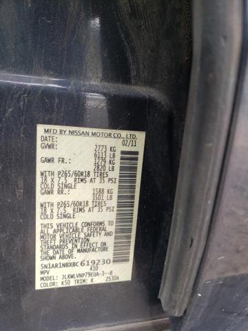 5N1AR1NBXBC619230 - 2011 NISSAN PATHFINDER S 石墨色 照片 13