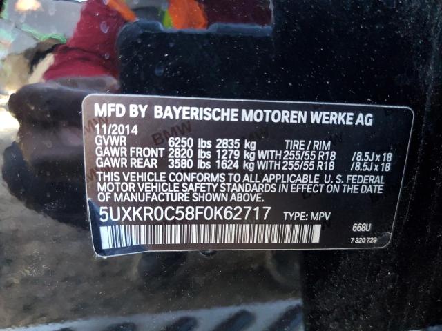5UXKR0C58F0K62717 - 2015 BMW X5 XDRIVE35I BLACK photo 12