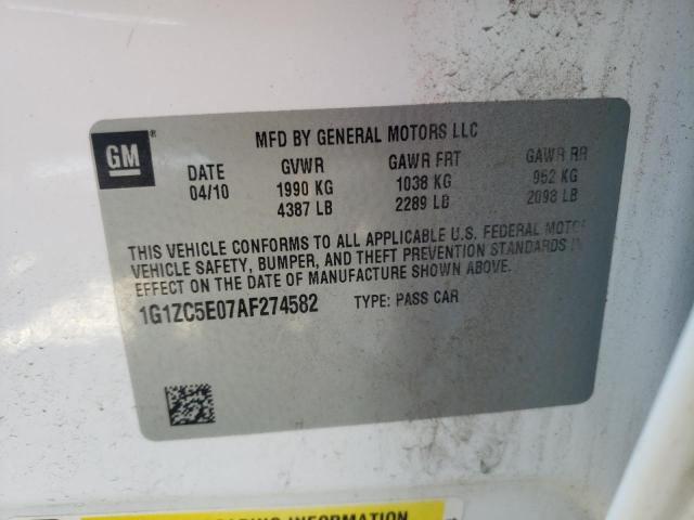 1G1ZC5E07AF274582 - 2010 CHEVROLET MALIBU 1LT WHITE photo 12