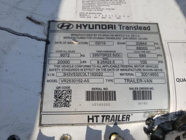 3H3V532C3LT162022 - 2020 HYUNDAI REEFER WHITE photo 10