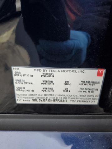 5YJSA1S14EFP35316 - 2014 TESLA MODEL S BLUE photo 13